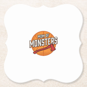 Mum of Monsters Vintage Basketball Mum Design_1 Paper Coaster