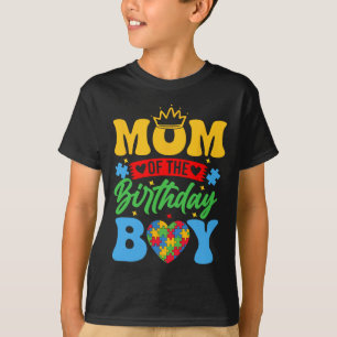 Mum Of The Birthday Boy Autism Love Heart Autism A T-Shirt