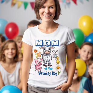 Mum of the Birthday Boy Farm Animals Party T-Shirt