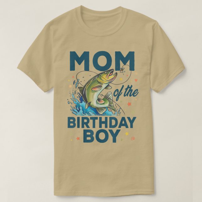 Mum Of The Birthday Boy Fishing Birthday Bass Fish T-Shirt (Design Front)