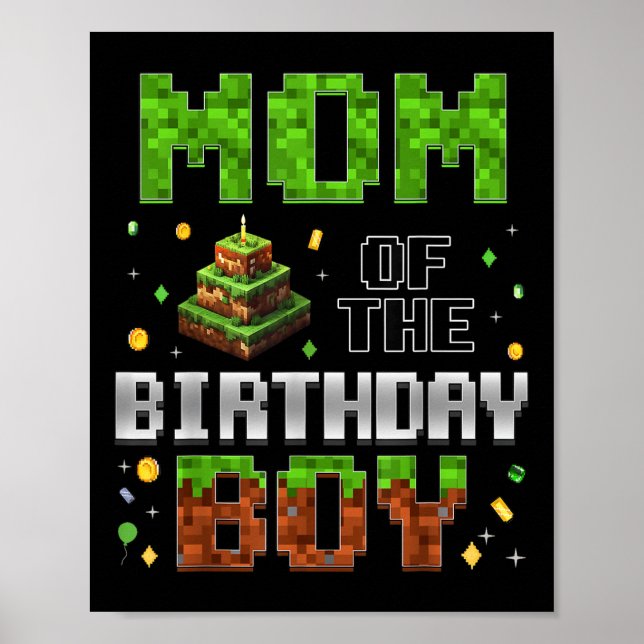 Mum Of The Birthday Boy Matching Family Birthday P Poster (Front)