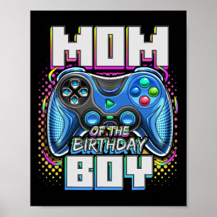 Mum Of The Birthday Boy Matching Video Game Birthd Poster