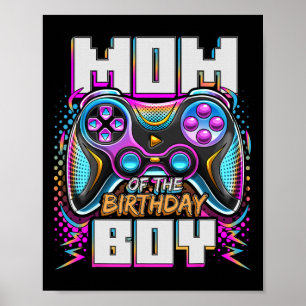 Mum Of The Birthday Boy Matching Video Game Birthd Poster