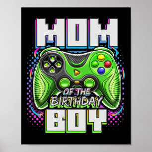 Mum Of The Birthday Boy Matching Video Game Birthd Poster