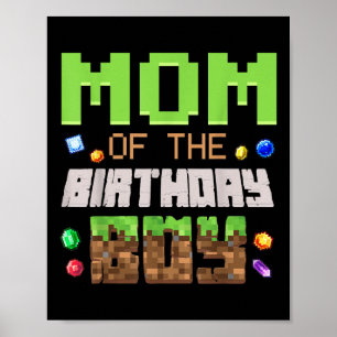 Mum Of The Birthday Boy Party Video Gamer Pixel  Poster