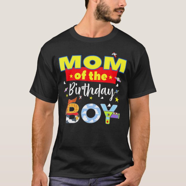 Mum Of The Birthday Boy Toy Familly Matching Story T-Shirt (Front)