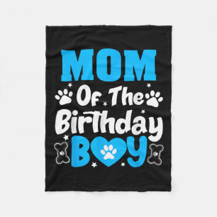 Mum Of The Birthday Dog Paw Family Matching Party  Fleece Blanket