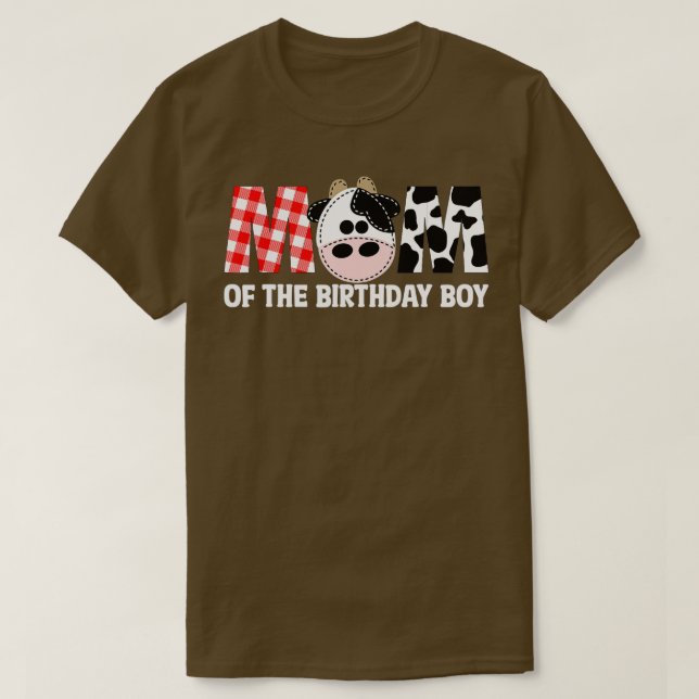 Mum of The Birthday For Boy Cow Farm 1st Birthday  T-Shirt (Design Front)