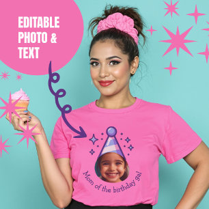 Mum of the Birthday Gal Custom Photo Party Hat T-Shirt