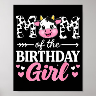 Mum of the birthday girl farmer cow lover women poster