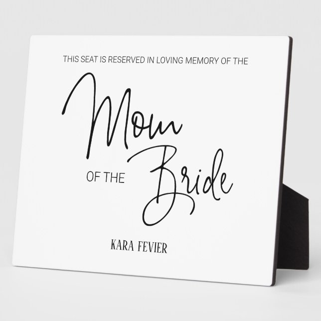 Mum of the Bride Reserved Chair Wedding Memorial Plaque (Side)