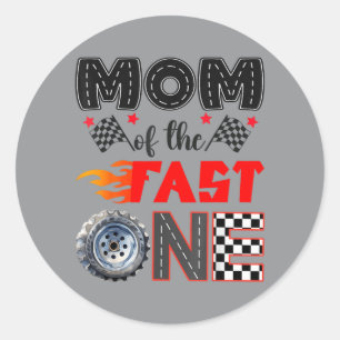 Mum Of The Fast One Racing Car 1st Birthday Boy Classic Round Sticker