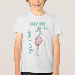Mum Of The Groom Flamingo Outfit Wedding Matching Tri-Blend Shirt