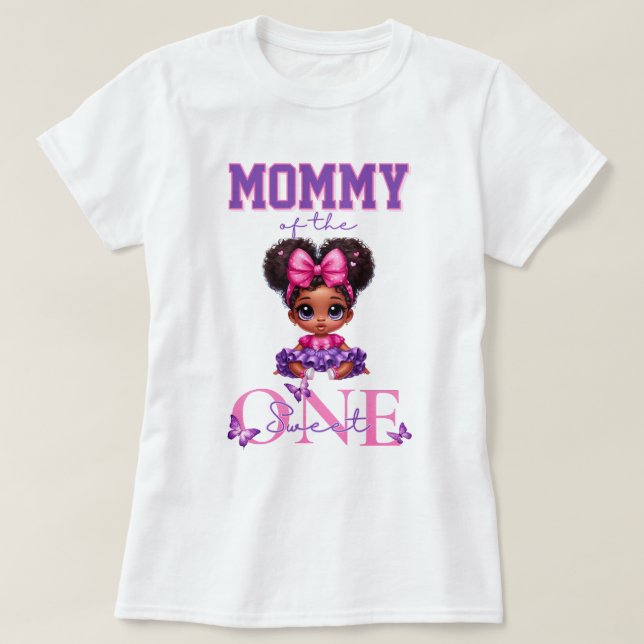 Mum of the Sweet ONE Afro Baby Girl 1st Birthday T-Shirt (Design Front)