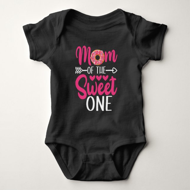 Mum of the Sweet One Sprinkled Doughnut Baby Bodysuit (Front)