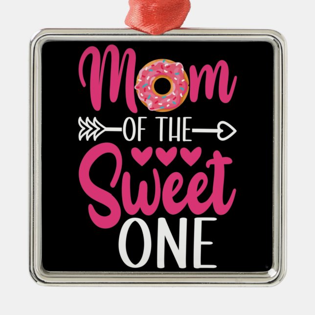 Mum of the Sweet One Sprinkled Doughnut Metal Tree Decoration (Front)