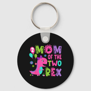 Mum Of The Two Rex 2nd Birthday Boy Dinosaur T-Rex Key Ring