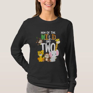 Mum Of The Wild And Two Zoo Theme Birthday Safari  T-Shirt