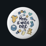 Mum of The Wild One Year Old First Birthday Boy 6 Cm Round Badge<br><div class="desc">Mum of the wild one. Cute and funny 1st birthday boy mum design for boy mama with son turning one and mother of a 1-year old celebrating this memorable milestone. Cool and awesome merchandise for mummy's first birthday party with her little boy. Perfect design for a special woman in your...</div>