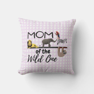 Mum of the Wild One Zoo Theme Birthday Safari Cushion