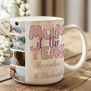 Mum of the Year Pastel Floral 12 Photo  Coffee Mug