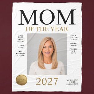 Mum Of The Year Photo (White Only) Fleece Blanket