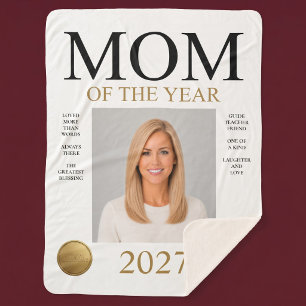 Mum Of The Year Photo (White Only) Sherpa Blanket