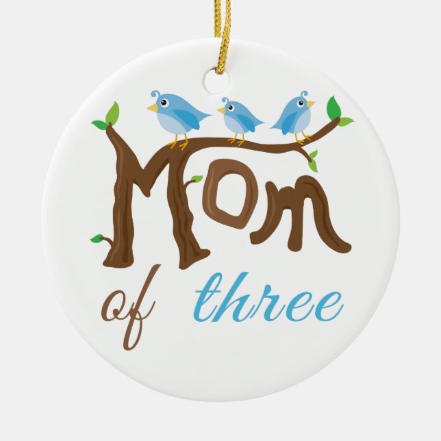 Mum of Three Branch Ceramic Tree Decoration (Front)