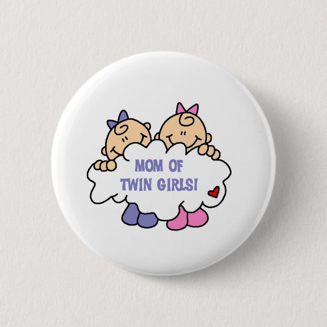 Mum of Twin Girls 6 Cm Round Badge (Front)