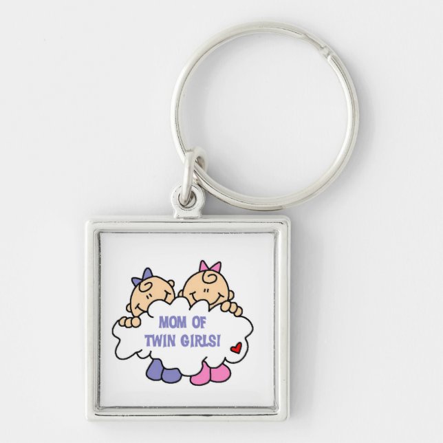 Mum of Twin Girls T-shirts and Gifts Key Ring (Front)