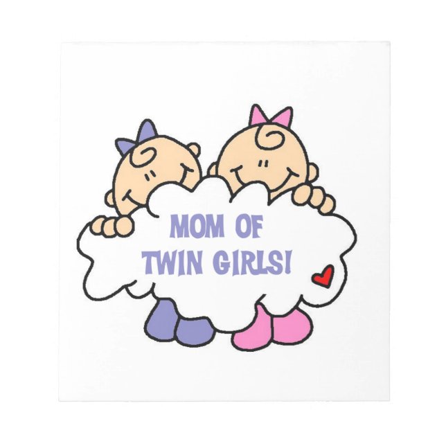 Mum of Twin Girls T-shirts and Gifts Notepad (Front)