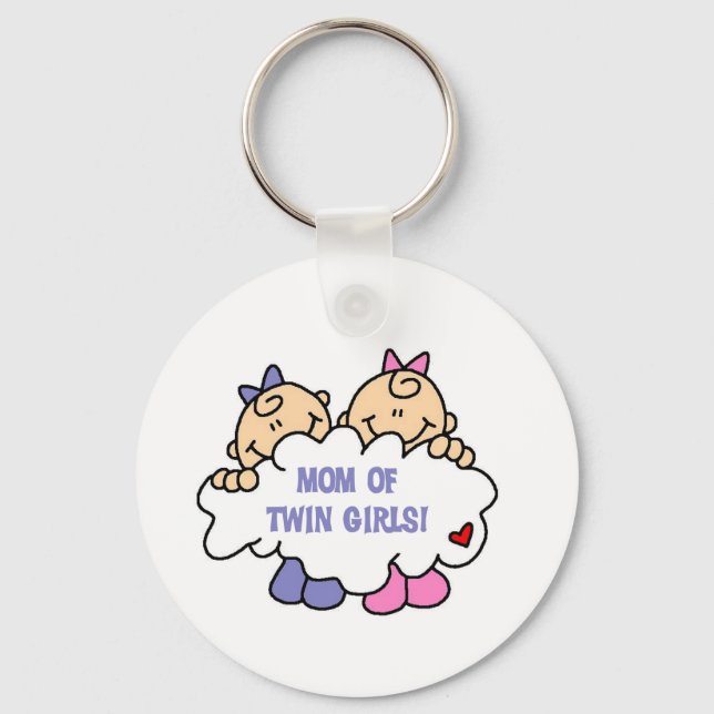 Mum of Twin Girls Tshirts and Gifts Key Ring (Front)
