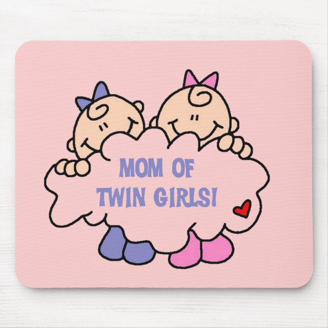 Mum of Twin Girls Tshirts and Gifts Mouse Pad (Front)
