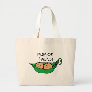 Mum of Twin Pod Large Tote Bag
