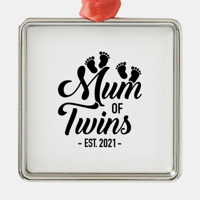 Mum Of Twins 2021 Metal Tree Decoration (Front)