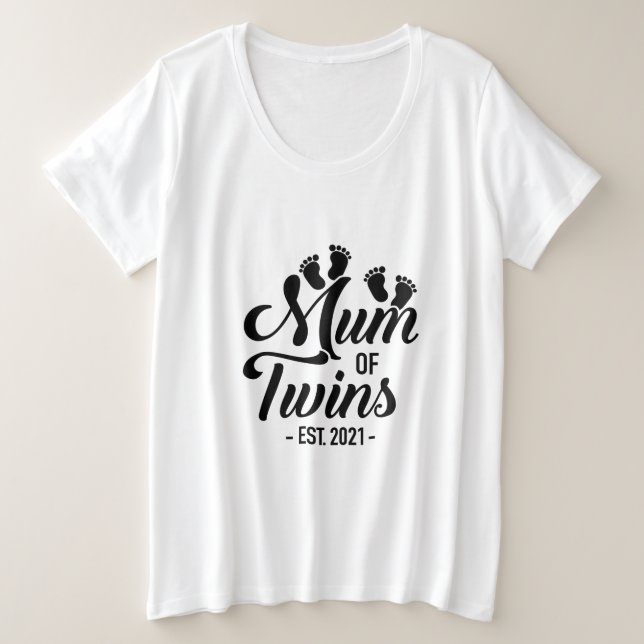 Mum Of Twins 2021 Plus Size T-Shirt (Design Front)