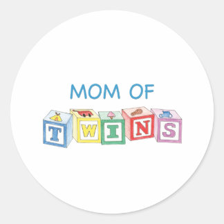 Mum of Twins Blocks Classic Round Sticker