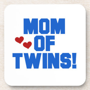 Mum of Twins Blue Text Gifts Coaster