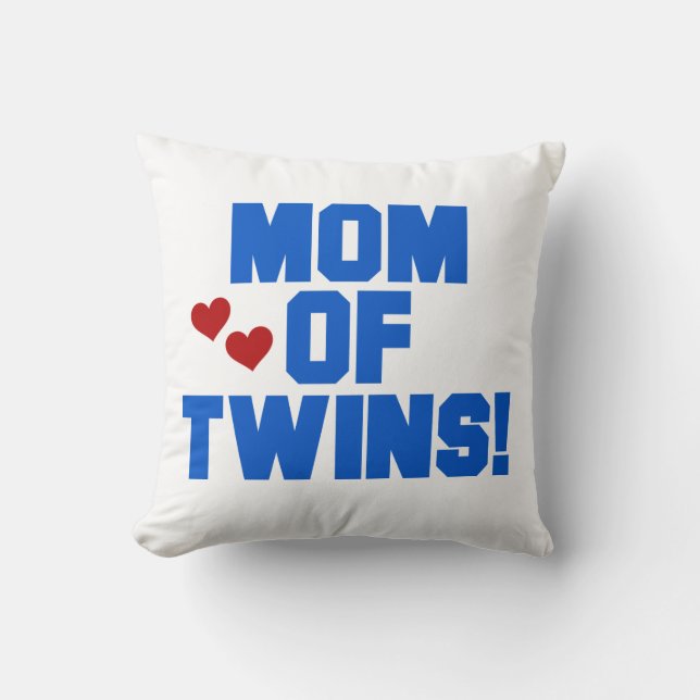 Mum of Twins Blue Text Gifts Cushion (Front)