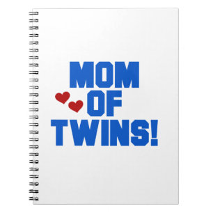 Mum of Twins Blue Text Gifts Spiral Notebook
