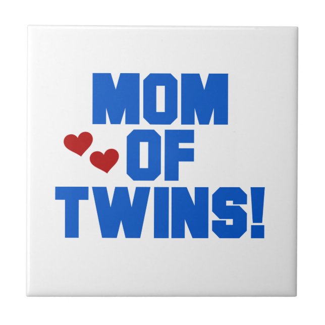 Mum of Twins Blue Text Gifts Tile (Front)