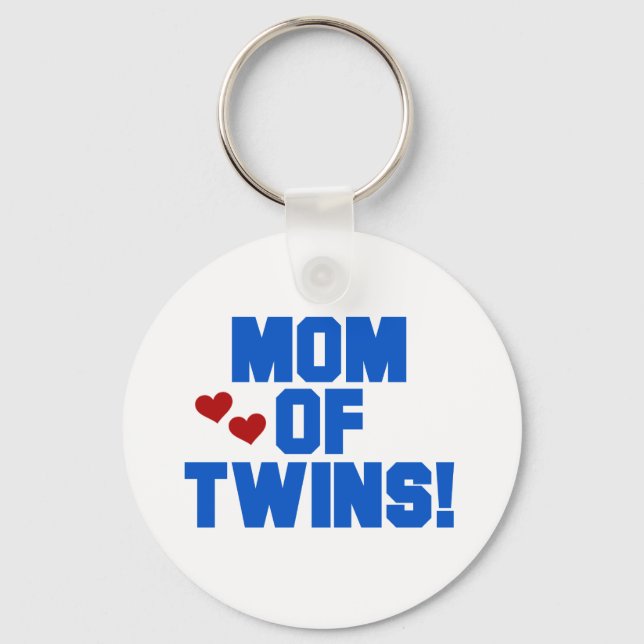 Mum of Twins-Blue Text Tshirts and Gifts Key Ring (Front)