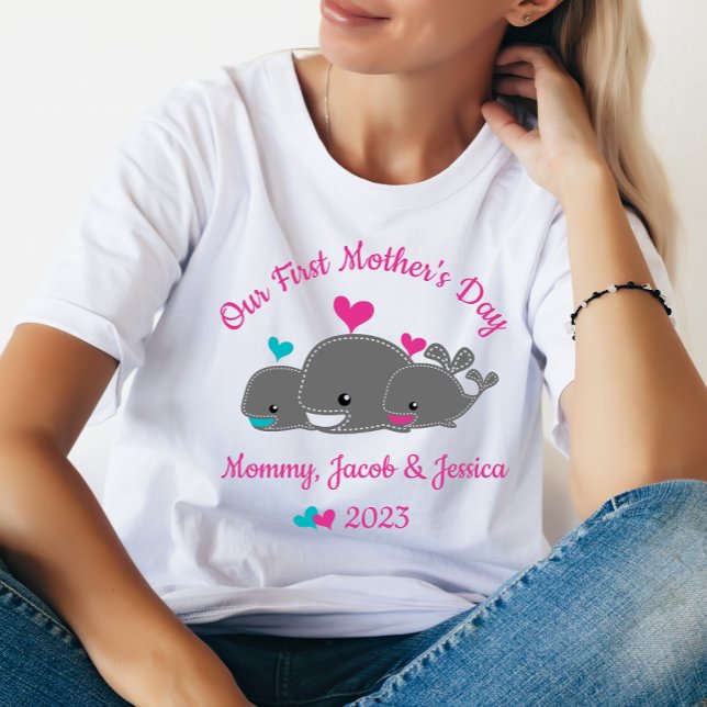 Mum of Twins, Boy & Girl, Mother's Day T-shirt (Creator Uploaded)