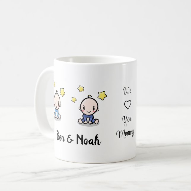 Mum Of Twins Gift, New Mummy, Twin Boys, Love,  Coffee Mug (Front Left)