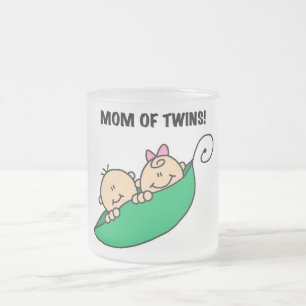 Mum of Twins-Peas in a Pod Tshirts and Gifts Frosted Glass Coffee Mug