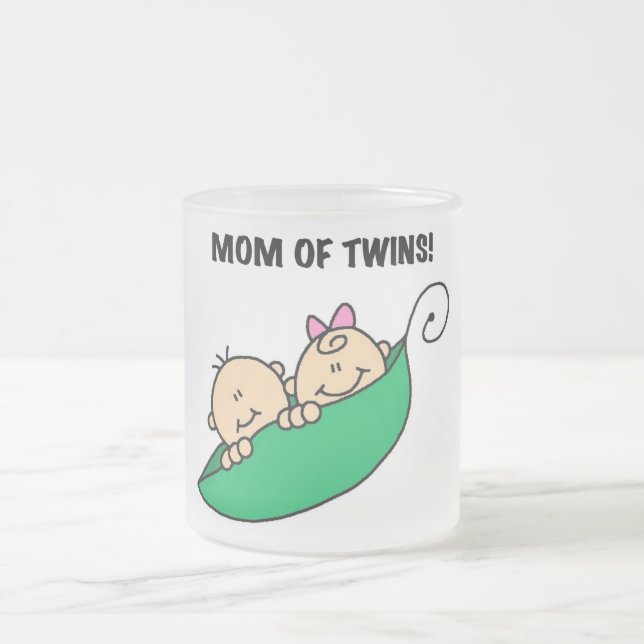 Mum of Twins-Peas in a Pod Tshirts and Gifts Frosted Glass Coffee Mug (Center)