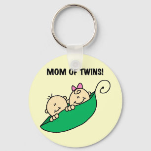 Mum of Twins-Peas in a Pod Tshirts and Gifts Key Ring