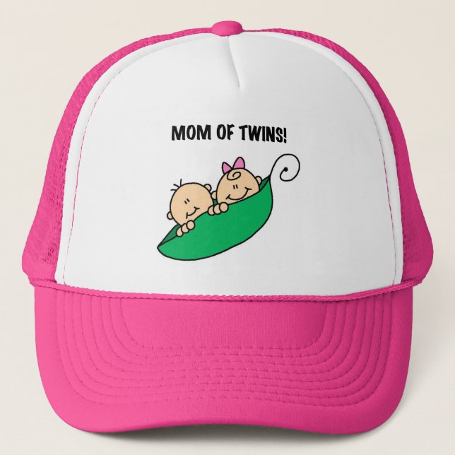 Mum of Twins-Peas in a Pod Tshirts and Gifts Trucker Hat (Front)