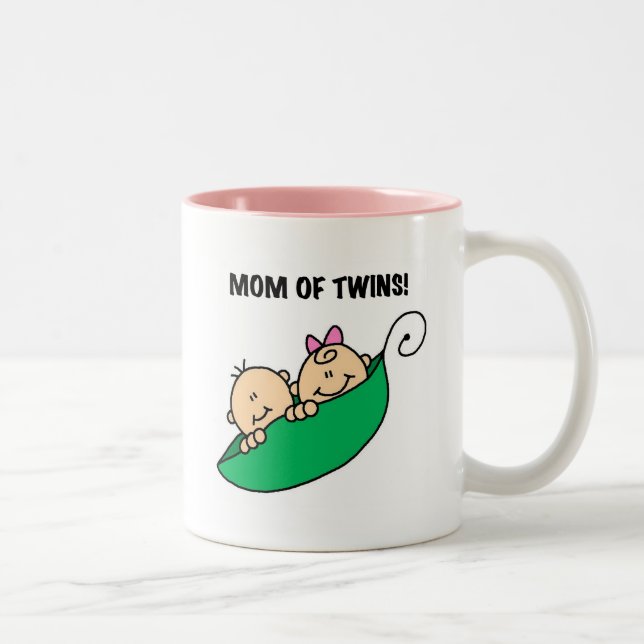 Mum of Twins-Peas in a Pod Tshirts and Gifts Two-Tone Coffee Mug (Right)