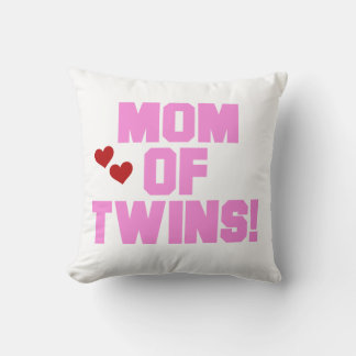 Mum of Twins Pink Text Gifts Cushion